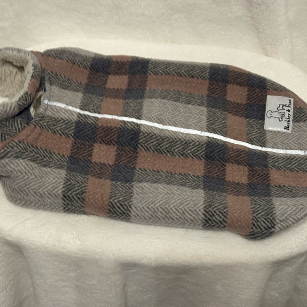 Barkley and Finn pink and gray Plaid Dog Coat